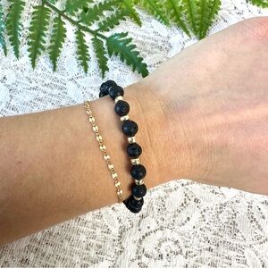 Genuine Lava Stones Wire Beaded Bracelet